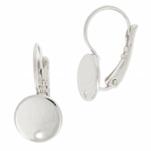 Earrings with 10mm hole disc silver tone   x2