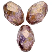Faceted olive-shaped beads, 11x8 mm - Crystal Lila Gold Luster x20
