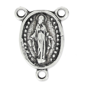 Virgin Mary spacer 18x13mm antique silver x1