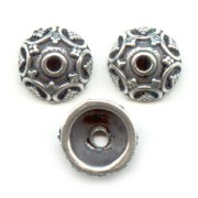 bead cap 10mm Silver tone x6