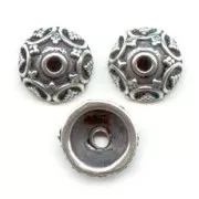 bead cap 10mm Silver tone x6