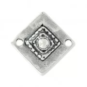 Diamond spacer 2 holes 21mm antique silver x1