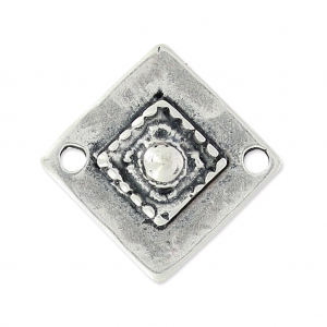 Diamond spacer 2 holes 21mm antique silver x1