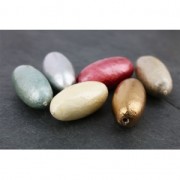 Papier mâché Olive Bead metallic effect 18x39 mm Sand x1