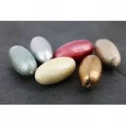 Papier mâché Olive Bead metallic effect 18x39 mm Sand x1