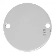 Silver rounded spacer 2 holes to engrave 25mm x1