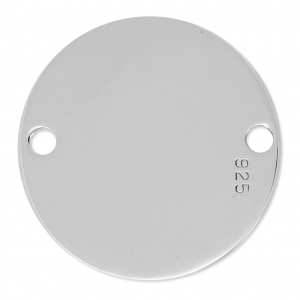 Silver rounded spacer 2 holes to engrave 25mm x1