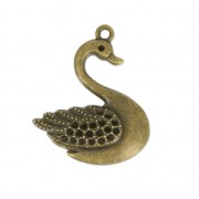 Swan Shape Pendant to decorate with rhinestones 32mm bronze x1|raw }}
