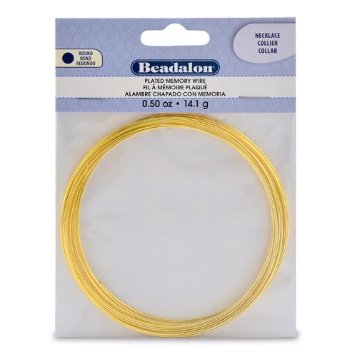 Memory Wire Necklace 0,6mm 90 mm Gold x15 loops