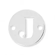 Round spacer 2 holes letter J 8.5 mm Sterling Silver 925 x1