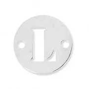 Round spacer 2 holes letter L 8.5 mm Sterling Silver 925 x1