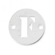 Round spacer 2 holes letter F 8.5 mm Sterling Silver 925 x1