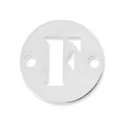 Round spacer 2 holes letter F 8.5 mm Sterling Silver 925 x1