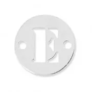 Round spacer 2 holes letter E 8.5 mm Sterling Silver 925 x1