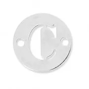 Round spacer 2 holes letter C 8.5 mm Sterling Silver 925 x1