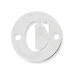 Round spacer 2 holes letter C 8.5 mm Sterling Silver 925 x1