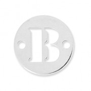 Round spacer 2 holes letter B 8.5 mm Sterling Silver 925 x1