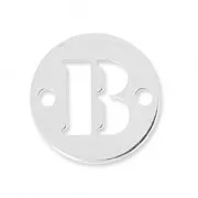 Round spacer 2 holes letter B 8.5 mm Sterling Silver 925 x1