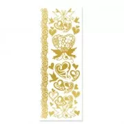 3D Adhesive Stickers Sheet metallic effect 11.5x30.5 cm Golden Heart