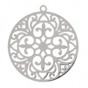 Round light laser cut Pendant 30 mm rhodium x1|raw }}
