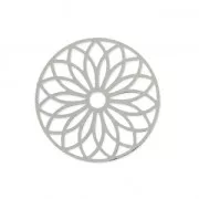 Laser cut rose spacer 24 mm rhodium x1
