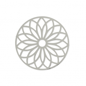Laser cut rose spacer 24 mm rhodium x1