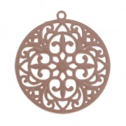 Dyed Laser cut round Pendant 22mm Brownish-grey x2|raw }}