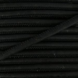 Stitched cork cord 3 mm Black x 50cm