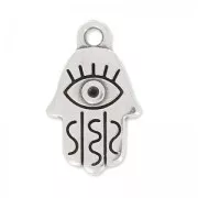 17.5x11mm Hamsa hand Charm - Antique Silver Plating x1