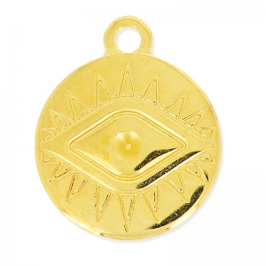 Lucky charm Eye pattern for rhinestones 19 mm fine Gold plated x1