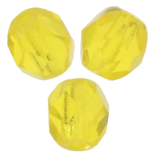 Fire Polished faceted round beads 4mm Lemon x50