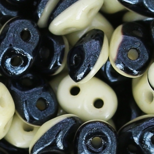 SuperDuo Duet 2.5x5mm Black/Opaque Beige x10g