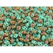 SuperDuo Duet 2.5x5mm Green Turquoise/Ivory Dark Travertin x10g