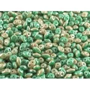 SuperDuo Duet 2.5x5mm Green Turquoise/Ivory Luster x10g