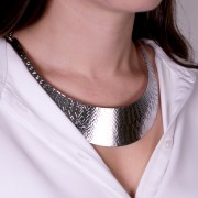 Metal chocker torque chevron pattern with chain 16cm in Stainless Steel x1