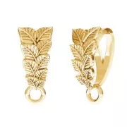 925 Sterling Silver Pendant Holder Leaves Pattern 12.5 mm golden plated x1