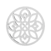 Round Spacer Rose Shape 925 Sterling Silver 15mm x1