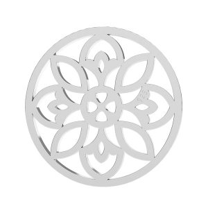 Round Spacer Rose Shape 925 Sterling Silver 15mm x1