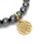 Round Spacer Rose Shape 925 Sterling Silver 15mm x1