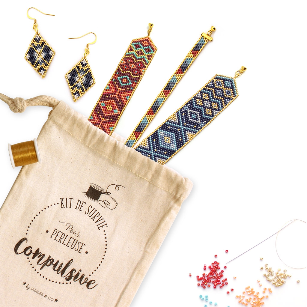 Bracelet and Earrings Kit with Miyuki Beads & Peyote/Brick ...