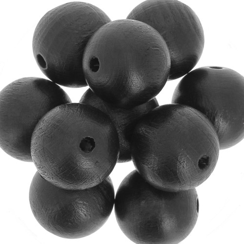 Wooden round bead 20mm Black x5
