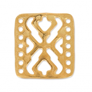 Hammered Spacer 7 rows 18x16.5 mm Satin fine Gold plated x1