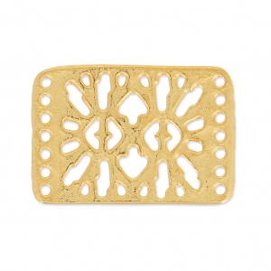 Hammered Spacer 7 rows 18x26 mm Satin fine Gold plated x1