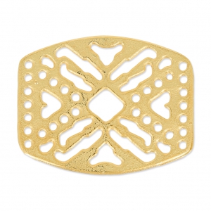 Hammered Spacer 7 rows 24x31 mm Satin fine Gold plated x1