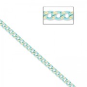 Oval and Flat links Chain 1.5 mm Light Blue/Golden x1m|raw }}