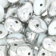 Glass Tico Beads 5x7 mm Opaque White Silver x25