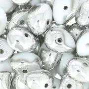 Glass Tico Beads 5x7 mm Opaque White Silver x25