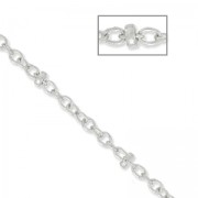 Oval Link Beaded Chain 1.7 mm rhodium x1m|raw }}