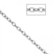Oval Flat Link Beaded Chain 1.6 mm Rhodium x5m|raw }}