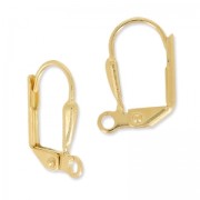 Leverback Earrings Drop Shape 14mm with a Ring to customize fine Gold plated x2